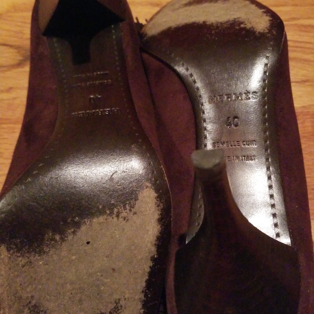 Auth HERMES Brown Suede Pumps EURO 40 - Picture 2 of 4